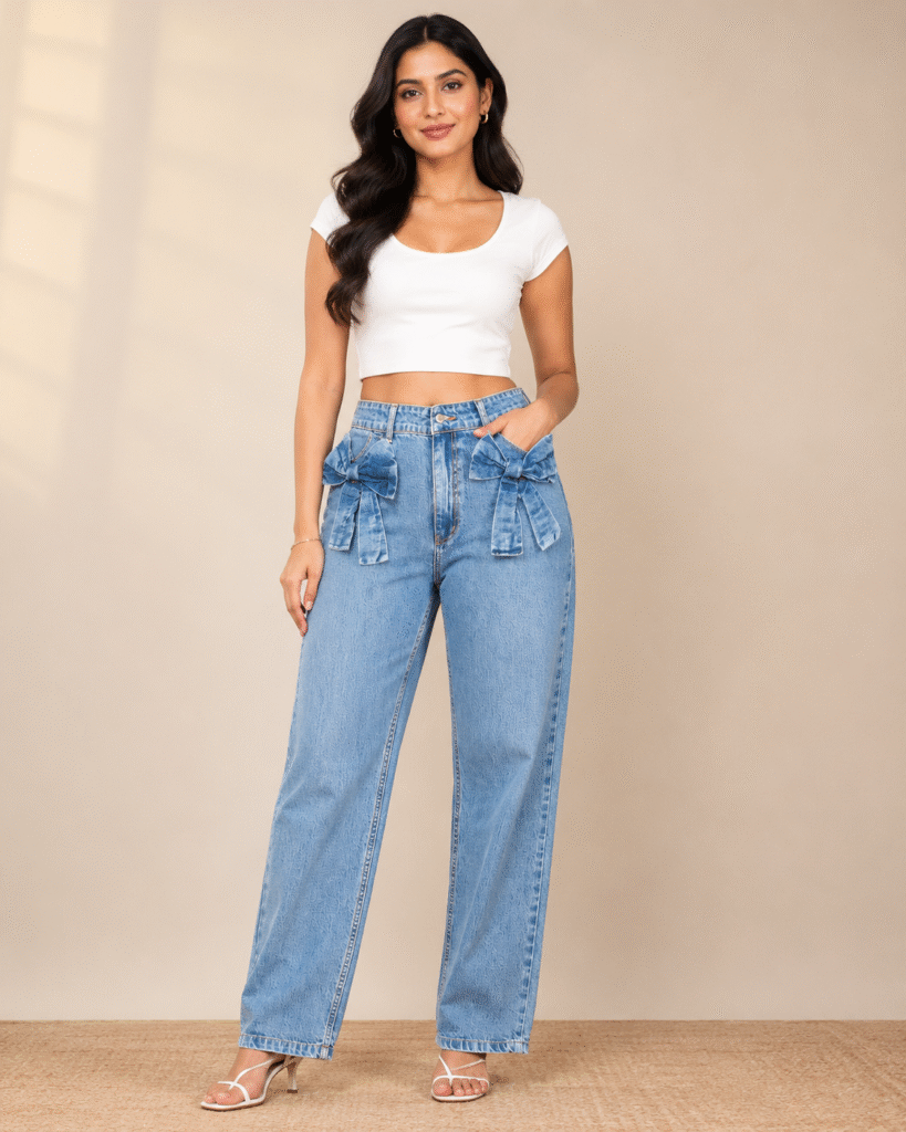 Bow Detail Baggy Jeans Bow Detail Baggy Jeans