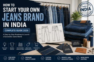 How to Start Your Own Jeans Brand in India with private label denim manufacturing, custom jeans production, and premium denim development.